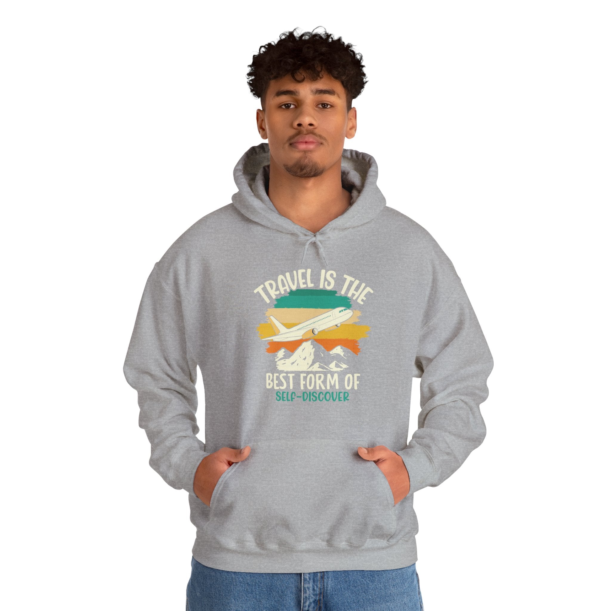Travel is the best form of Discovery Unisex Heavy Blend™ Hoodie Sweatshirt