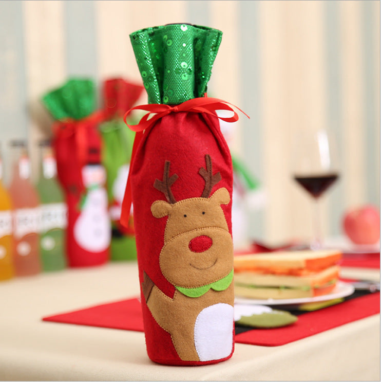 Christmas Wine Bottle Cover – Gnome or Santa Hat Decoration | Festive Holiday Table Décor, Gift Wrap Bag for Wine or Champagne