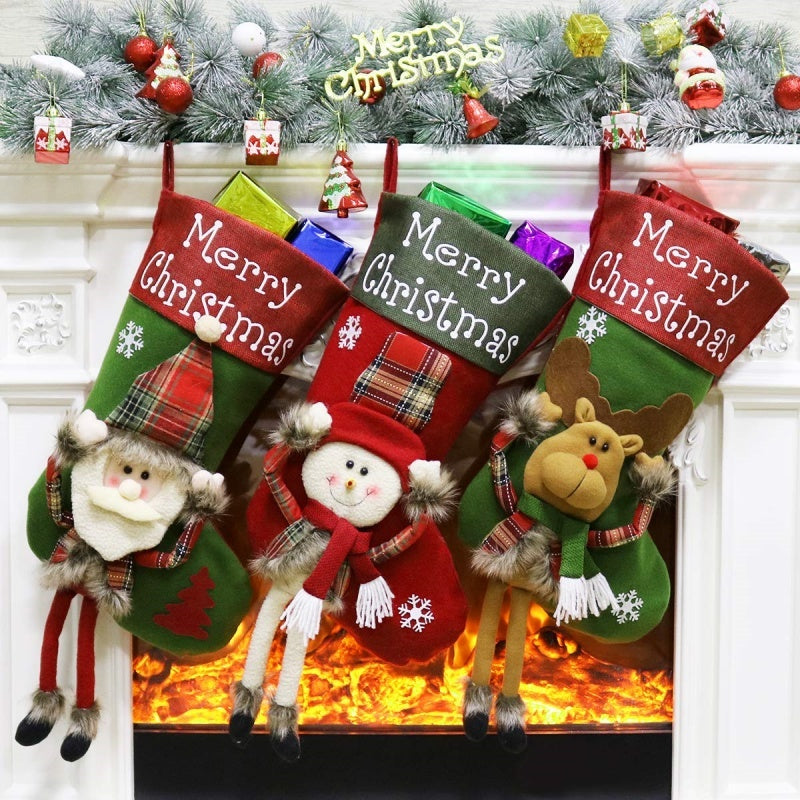 Custom Made Large Christmas Stockings – 3D Santa, Snowman & Reindeer Designs