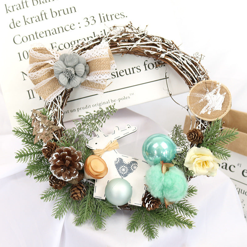 Wooden Christmas Wreath – Rustic Holiday Door Décor | Red Bow, Bells & Gift Designs | Festive 30cm (11.8”) Handmade-Style Decoration