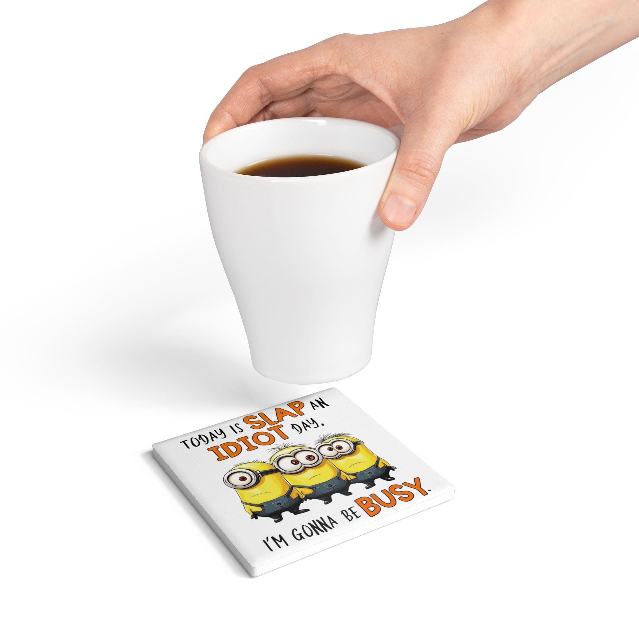 Minions Ceramic Coaster: Humorous Kitchen & Office Decor