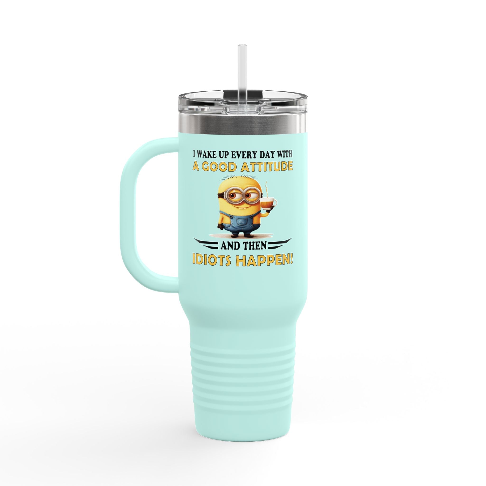 Funny Insulated Travel Mug | 40oz Coffee Cup with Humorous Minion Design | Perfect for Gifting, Home or Office Use, Insulated Drinkware