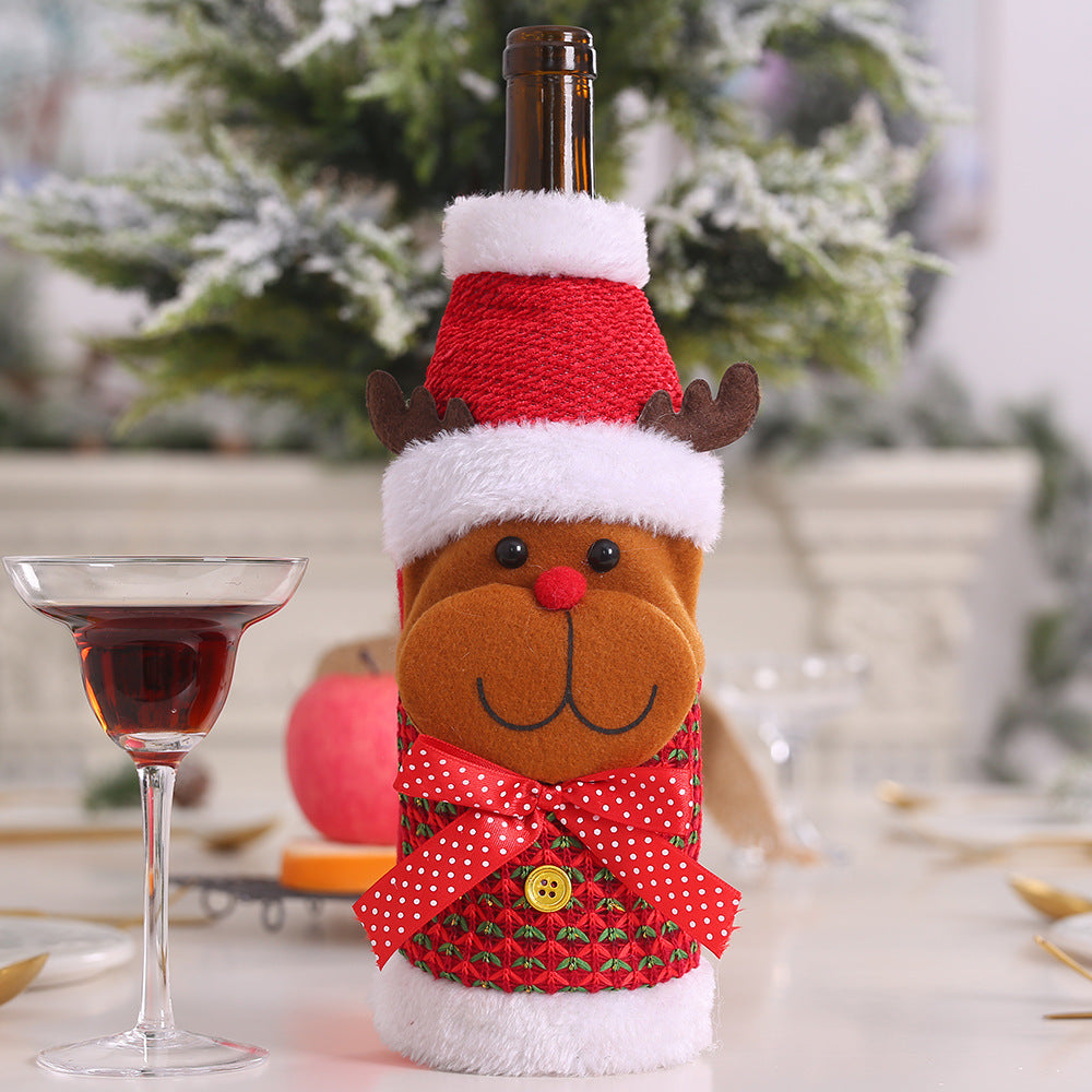 Christmas Wine Bottle Cover – Gnome or Santa Hat Decoration | Festive Holiday Table Décor, Gift Wrap Bag for Wine or Champagne
