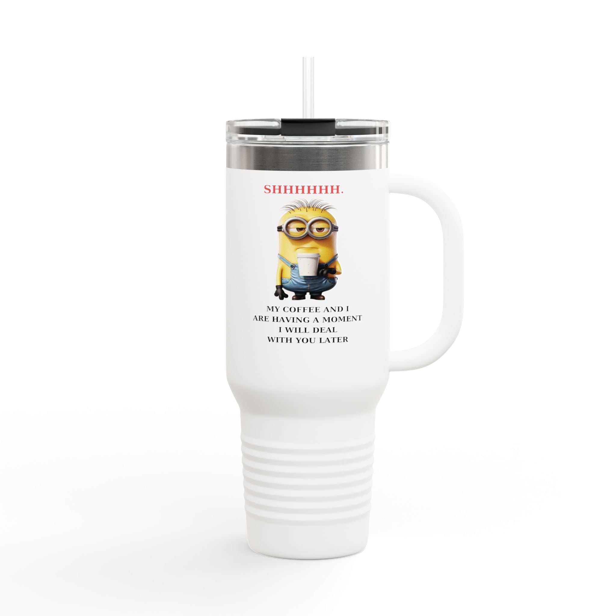 Shhhh! Minions Insulated Travel Mug | 40oz Coffee Flask | Perfect for Busy Mornings, Gifts for Coffee Lovers, Travel Mugs for Him/Her, [...]