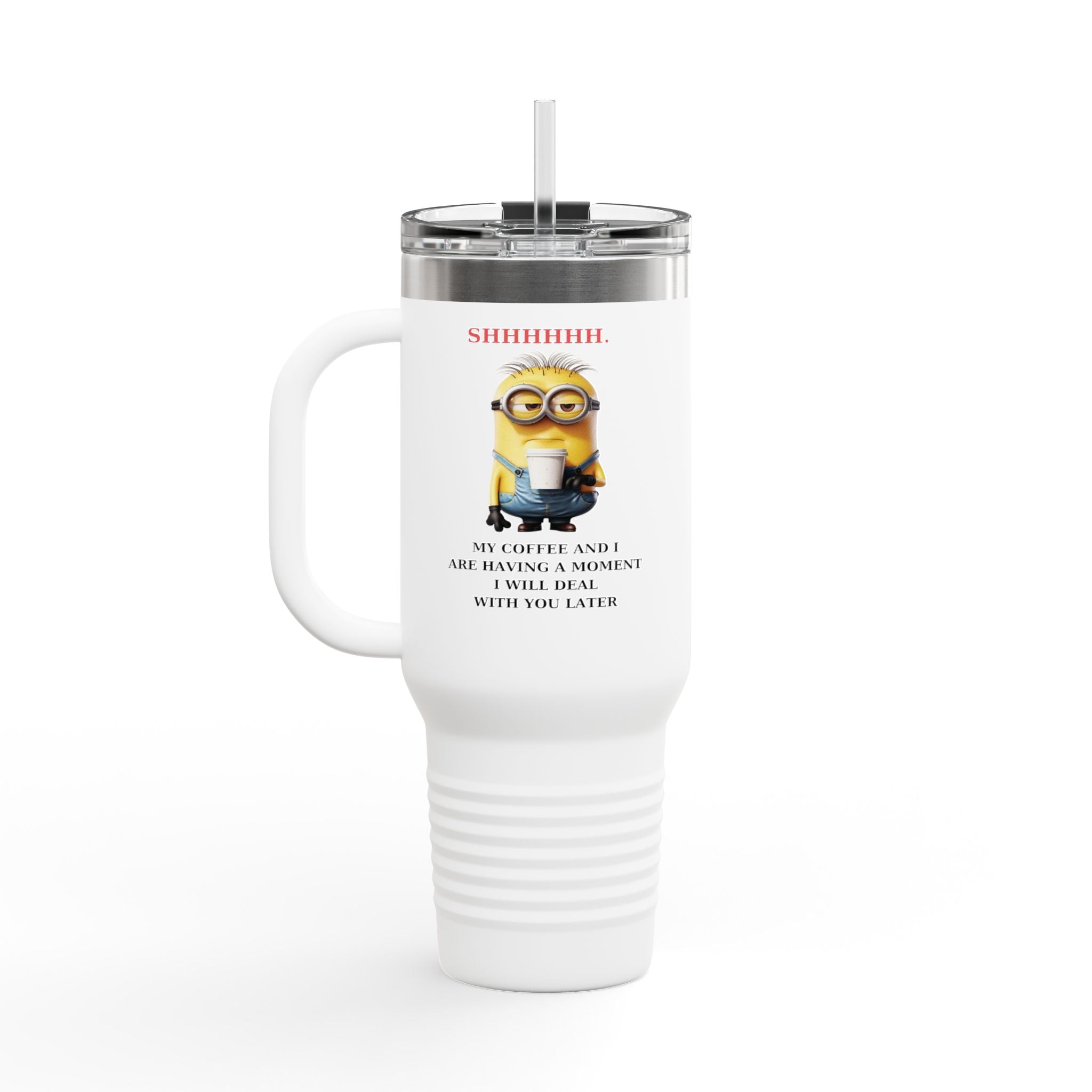 Shhhh! Minions Insulated Travel Mug | 40oz Coffee Flask | Perfect for Busy Mornings, Gifts for Coffee Lovers, Travel Mugs for Him/Her, [...]
