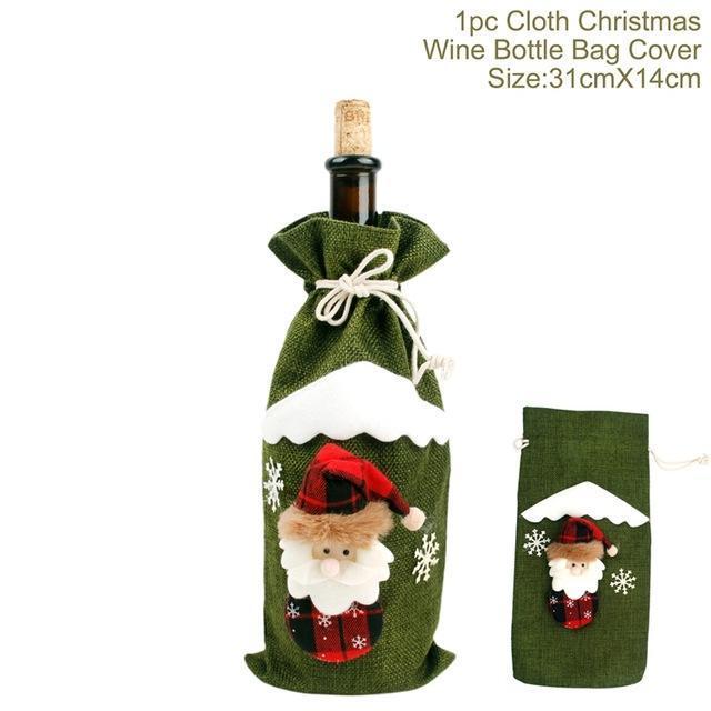 Christmas Wine Bottle Cover – Gnome or Santa Hat Decoration | Festive Holiday Table Décor, Gift Wrap Bag for Wine or Champagne