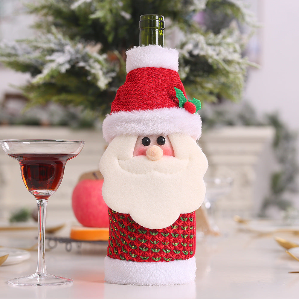Christmas Wine Bottle Cover – Gnome or Santa Hat Decoration | Festive Holiday Table Décor, Gift Wrap Bag for Wine or Champagne