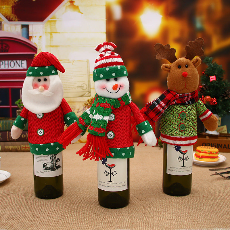 Christmas Wine Bottle Cover – Gnome or Santa Hat Decoration | Festive Holiday Table Décor, Gift Wrap Bag for Wine or Champagne