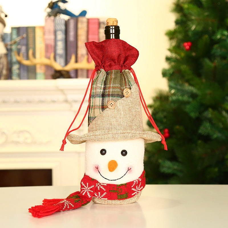 Christmas Wine Bottle Cover – Gnome or Santa Hat Decoration | Festive Holiday Table Décor, Gift Wrap Bag for Wine or Champagne