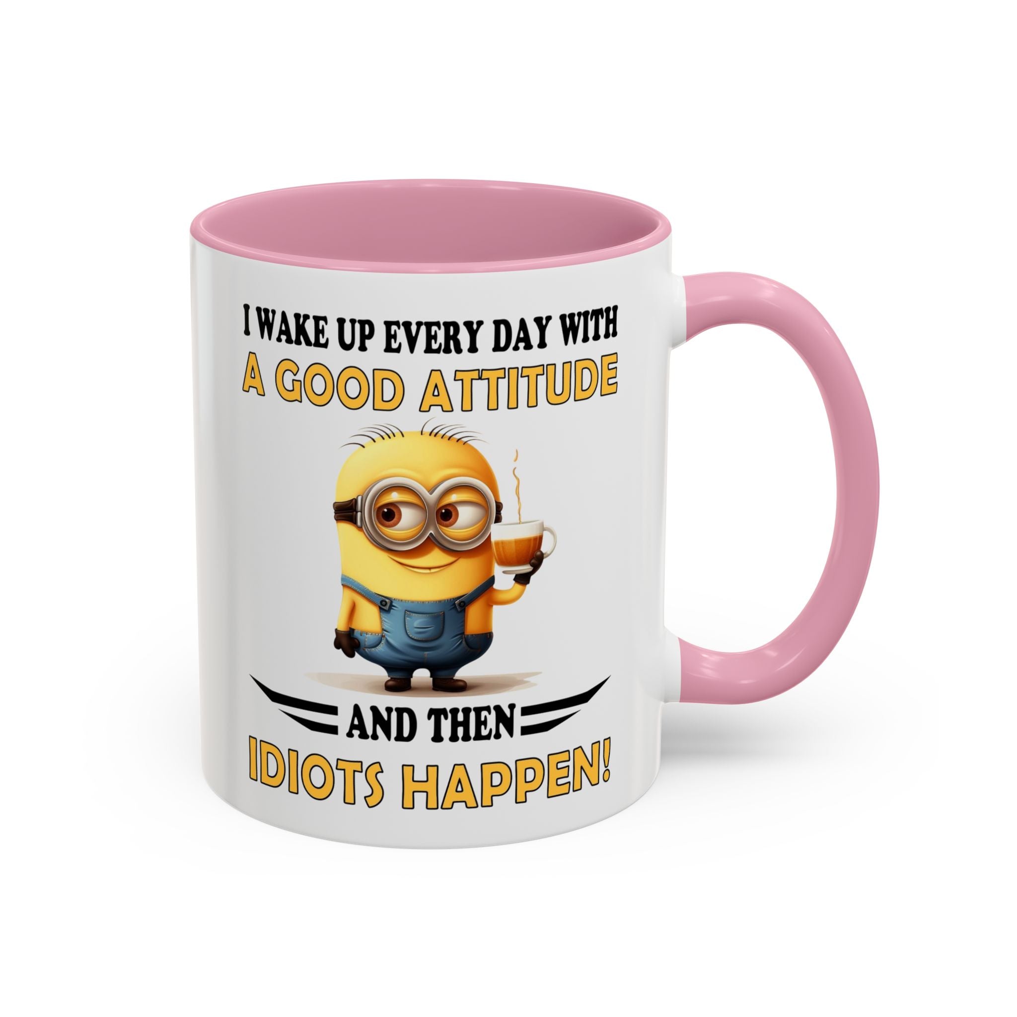 Minion I Wake Up EVERY DAY WITH A Good Attitude Two-Tone Coffee Mug, Funny Sarcastic Novelty Gift, Coffee Lover Mug, Office Mug