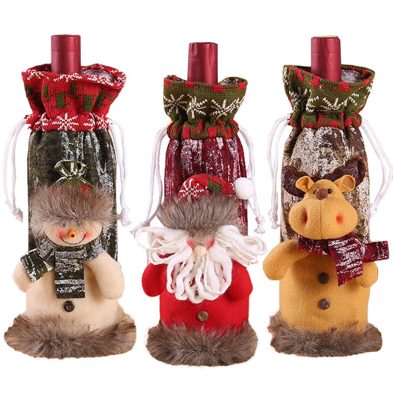 Christmas Wine Bottle Cover – Gnome or Santa Hat Decoration | Festive Holiday Table Décor, Gift Wrap Bag for Wine or Champagne