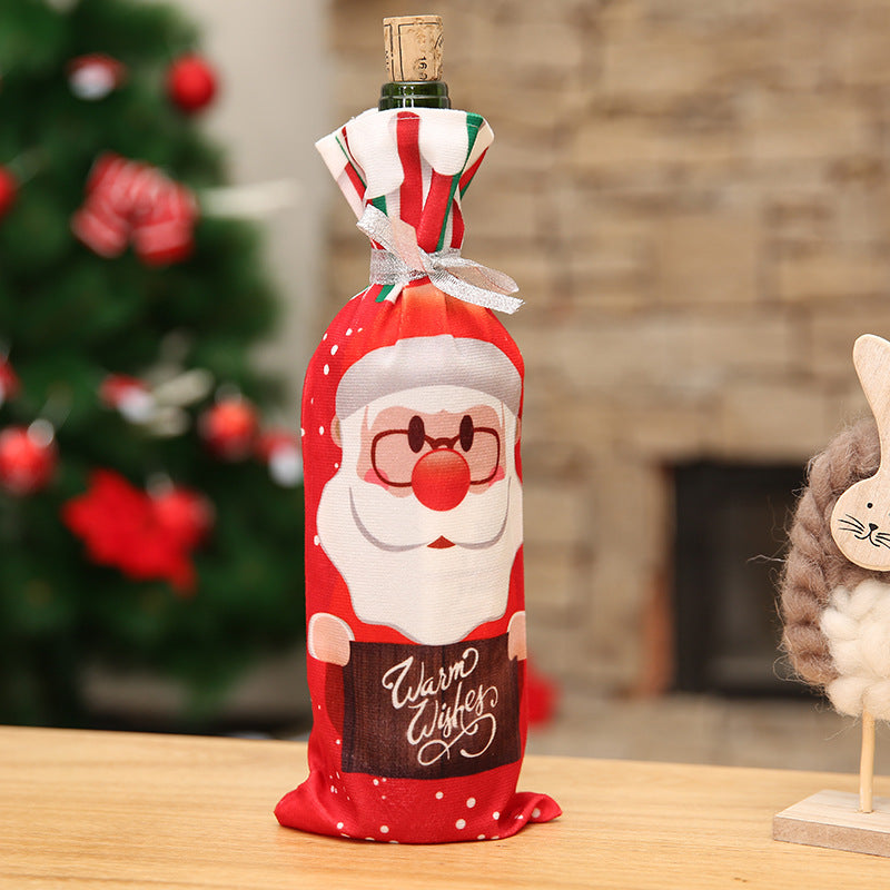 Christmas Wine Bottle Cover – Gnome or Santa Hat Decoration | Festive Holiday Table Décor, Gift Wrap Bag for Wine or Champagne