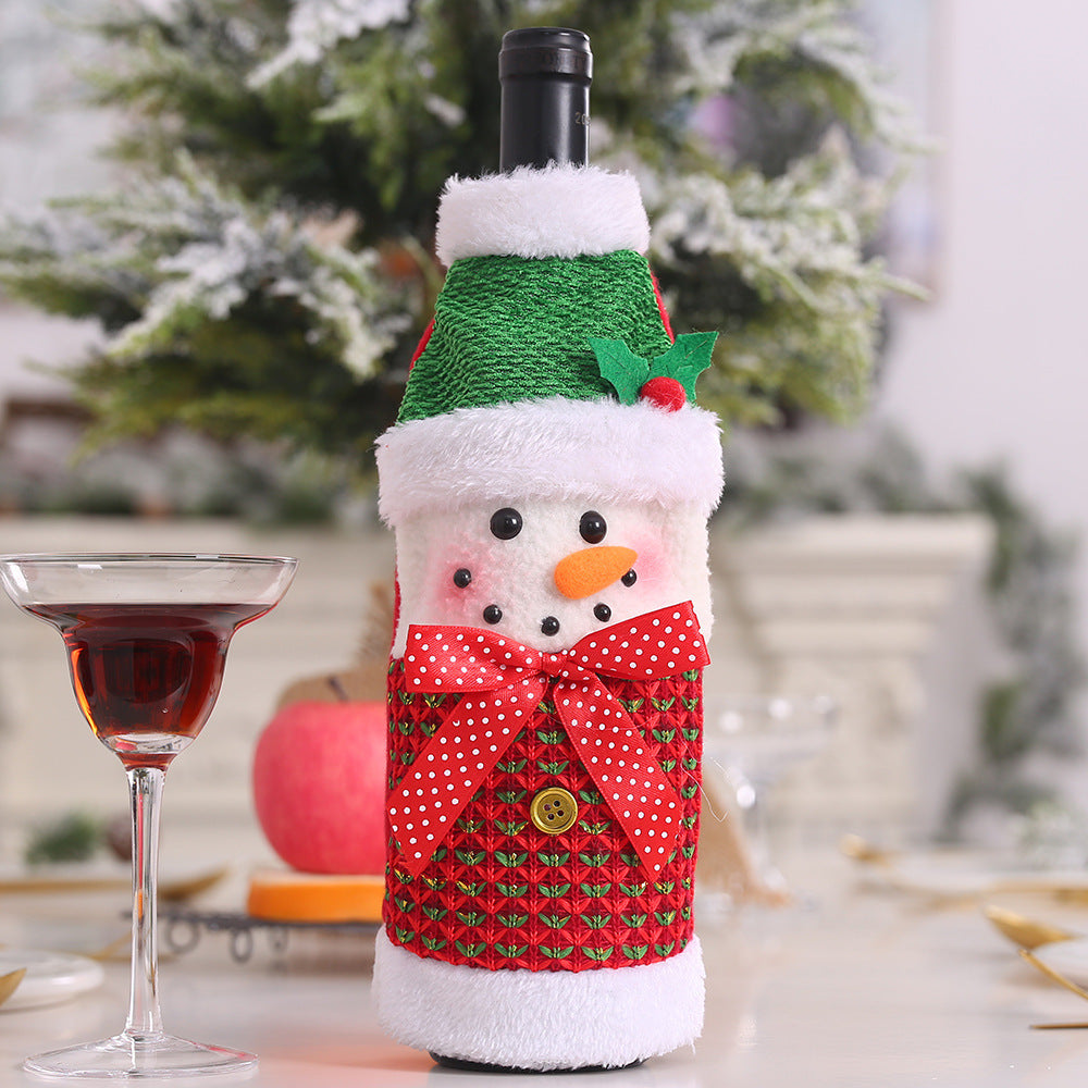 Christmas Wine Bottle Cover – Gnome or Santa Hat Decoration | Festive Holiday Table Décor, Gift Wrap Bag for Wine or Champagne