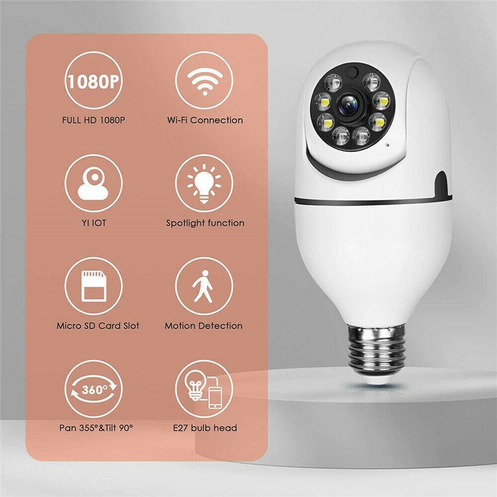 Smart Light Bulb Security Camera – 1080P HD WiFi 360° Surveillance (Model V380)