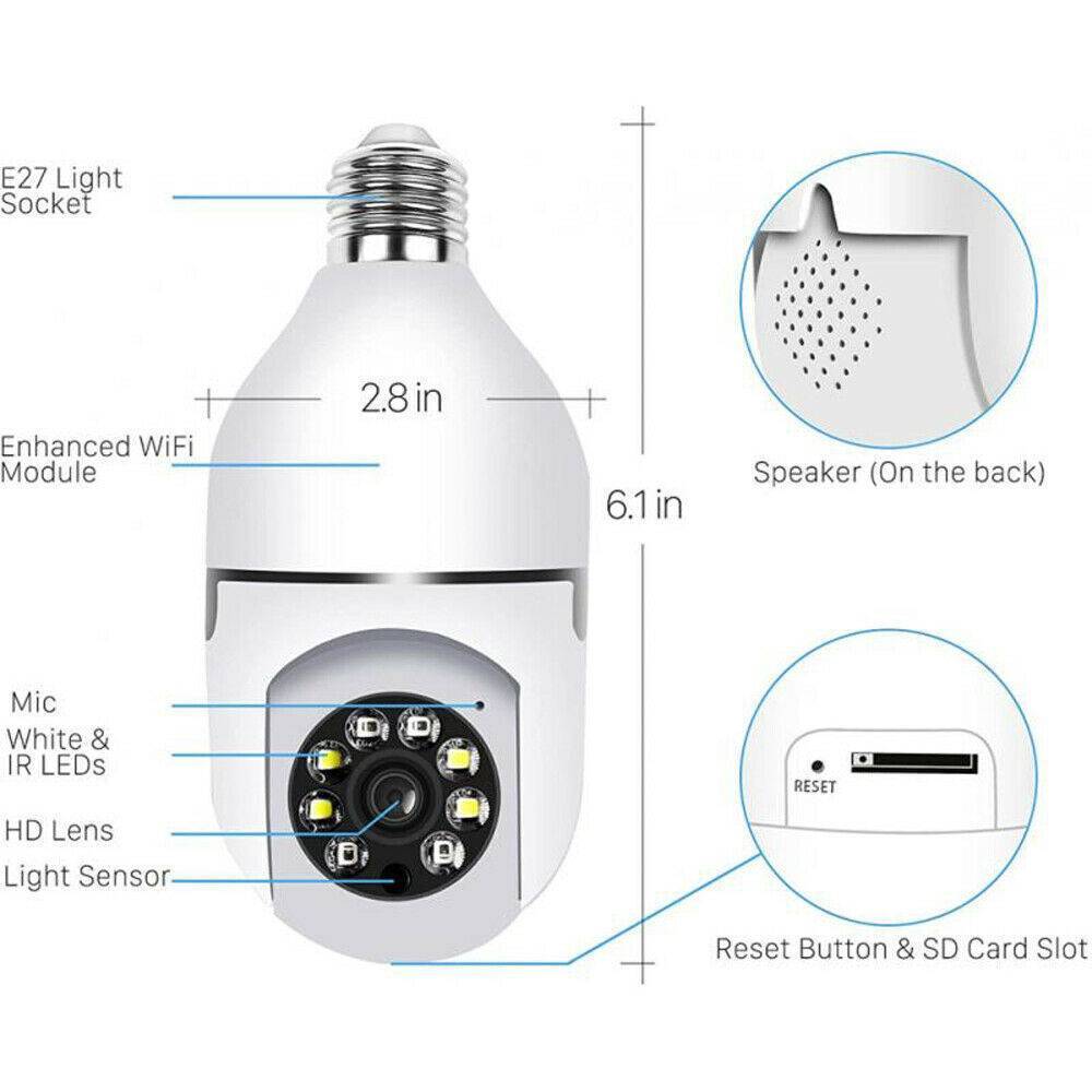 Smart Light Bulb Security Camera – 1080P HD WiFi 360° Surveillance (Model V380)
