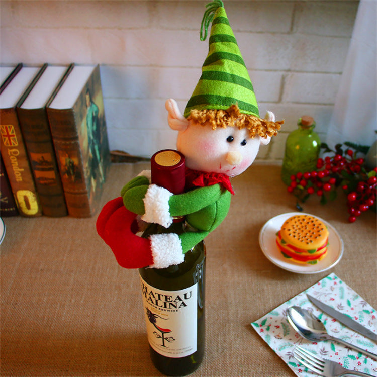 Christmas Wine Bottle Cover – Gnome or Santa Hat Decoration | Festive Holiday Table Décor, Gift Wrap Bag for Wine or Champagne