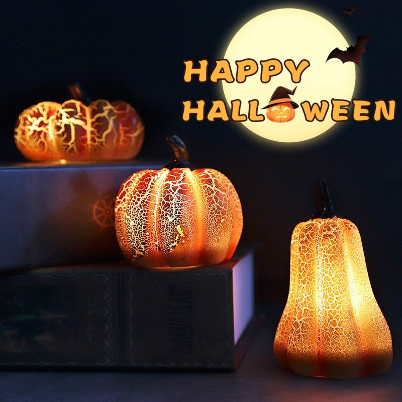 Halloween Pumpkin Lantern – LED Candle Light, Resin Jack O’Lantern Décor, Spooky Trick or Treat Prop, Glowing Pumpkin for Holiday Display