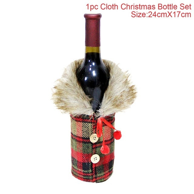 Christmas Wine Bottle Cover – Gnome or Santa Hat Decoration | Festive Holiday Table Décor, Gift Wrap Bag for Wine or Champagne