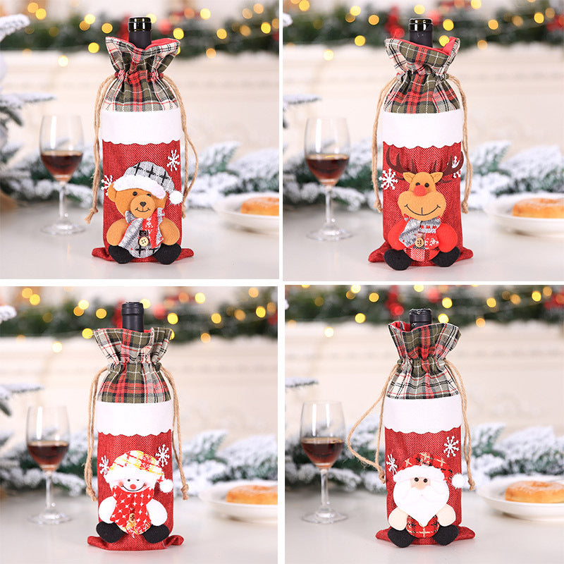 Christmas Wine Bottle Cover – Gnome or Santa Hat Decoration | Festive Holiday Table Décor, Gift Wrap Bag for Wine or Champagne