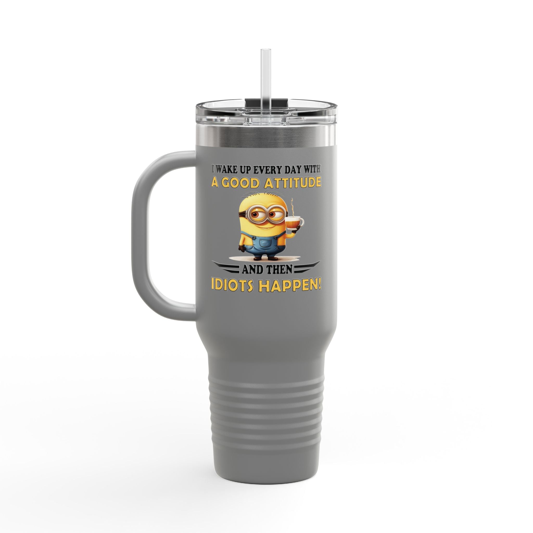 Funny Insulated Travel Mug | 40oz Coffee Cup with Humorous Minion Design | Perfect for Gifting, Home or Office Use, Insulated Drinkware
