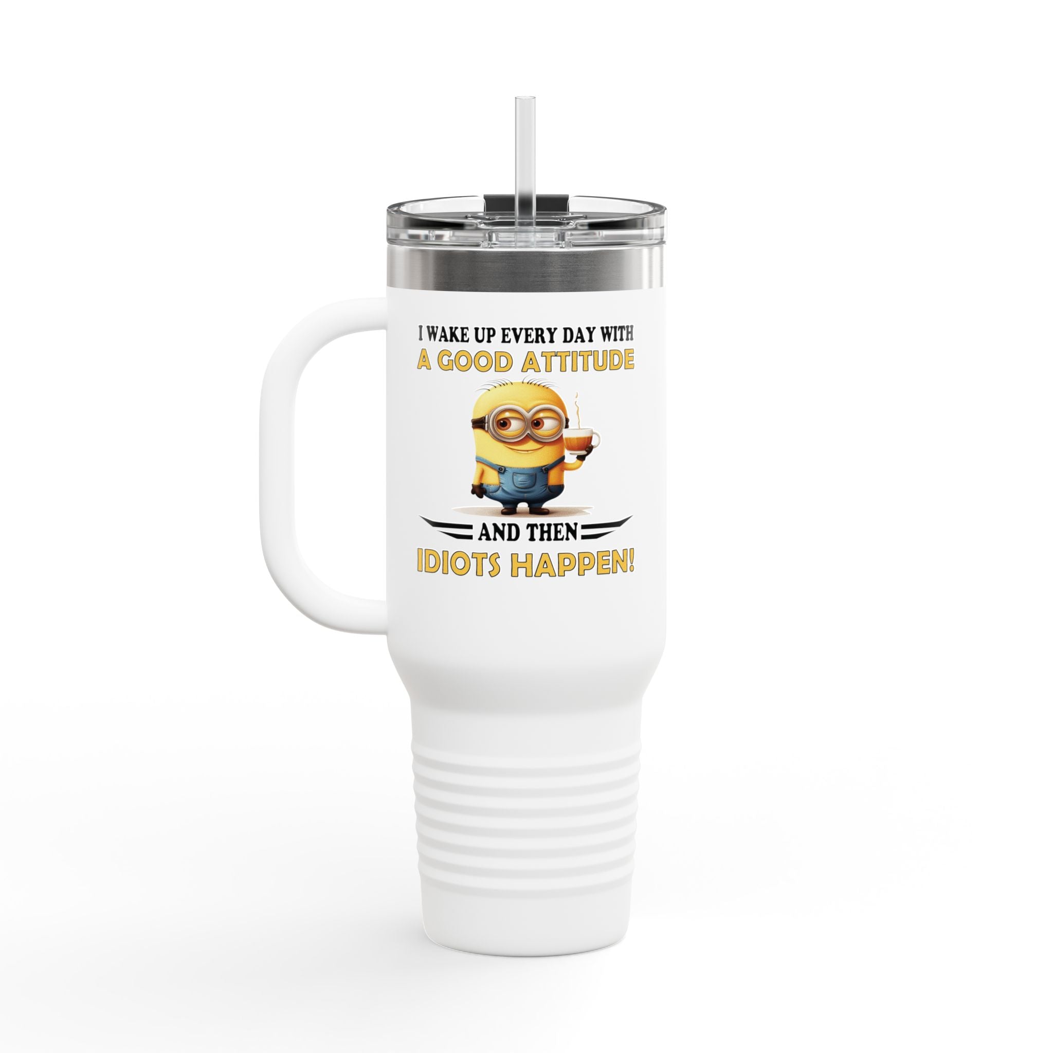 Funny Insulated Travel Mug | 40oz Coffee Cup with Humorous Minion Design | Perfect for Gifting, Home or Office Use, Insulated Drinkware