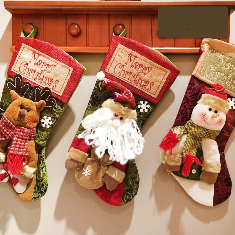 Custom Christmas Stockings – Large Burlap 3D Applique Holiday Decorations