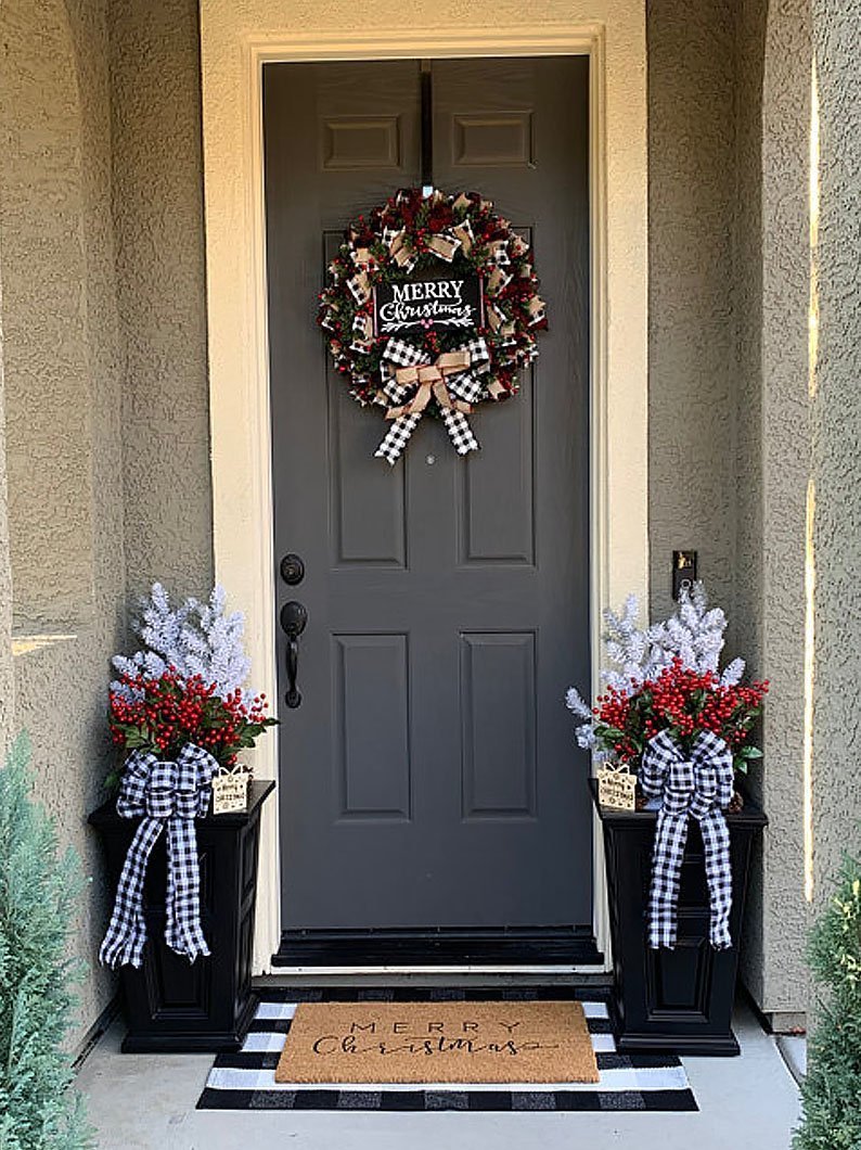 Christmas Bow Garland – Handmade Cloth Holiday Decoration | Festive Tree, Mantel, or Door Décor