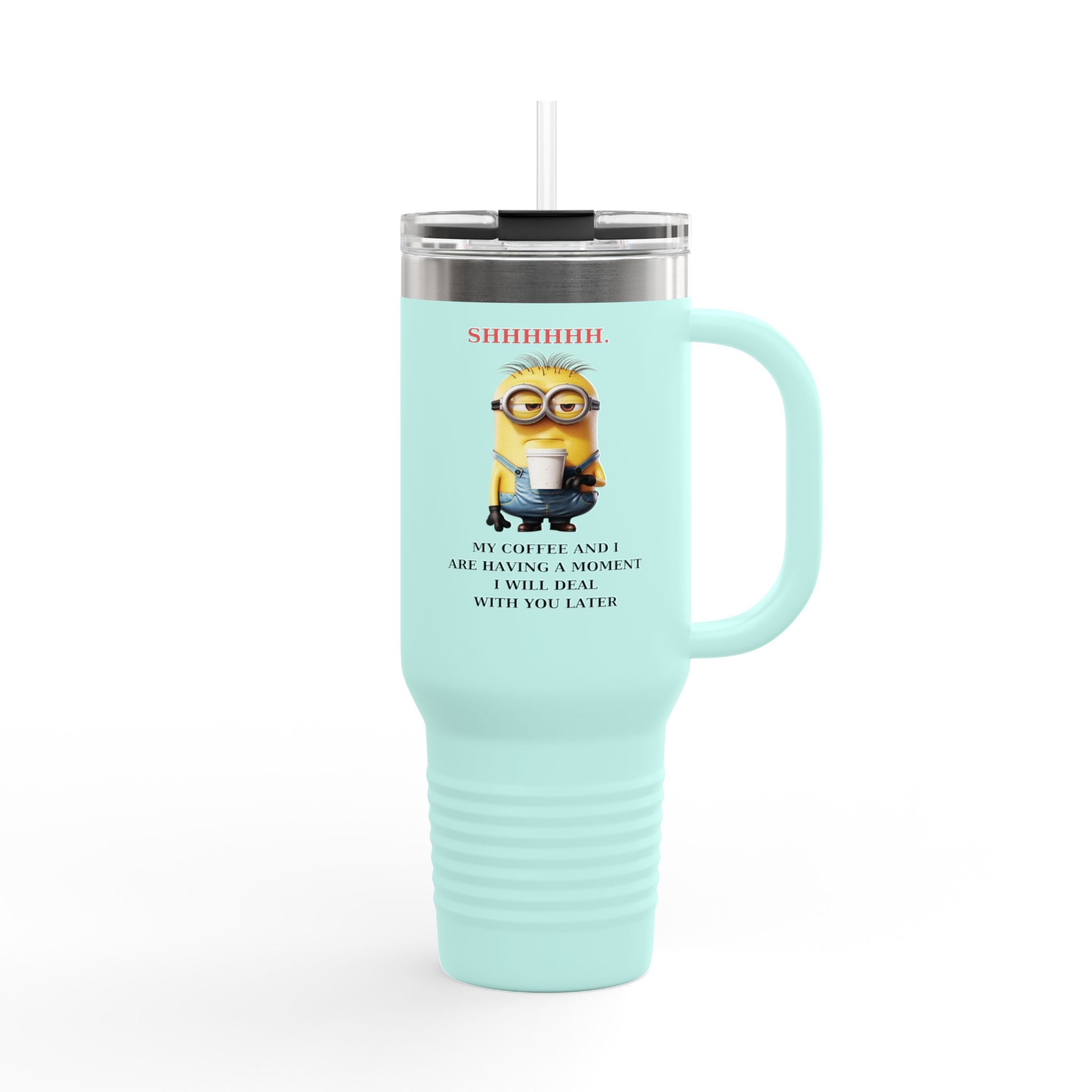Shhhh! Minions Insulated Travel Mug | 40oz Coffee Flask | Perfect for Busy Mornings, Gifts for Coffee Lovers, Travel Mugs for Him/Her, [...]